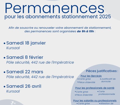 Permanences pour les abonnements stationnement 2025