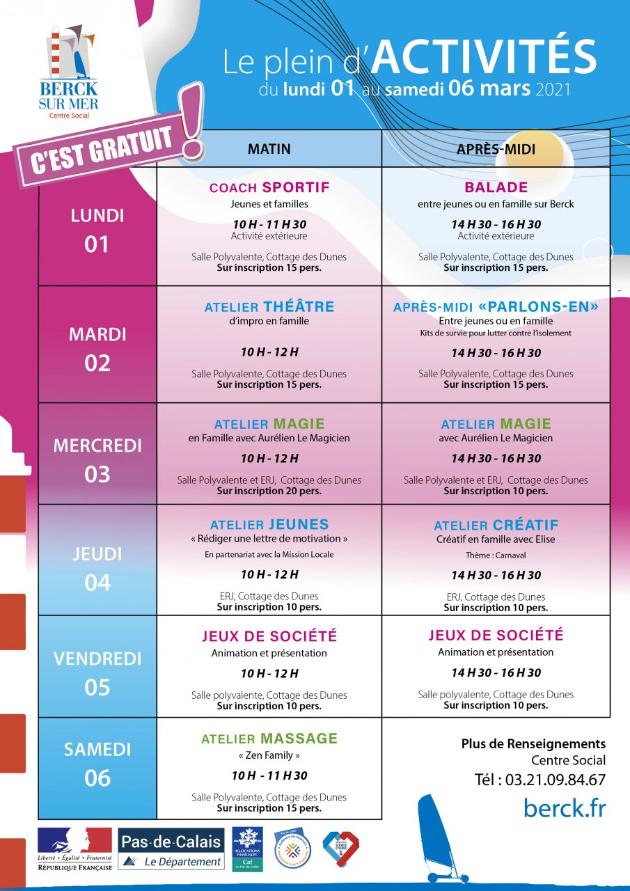 Les activités du 01 au 06 mars 2021