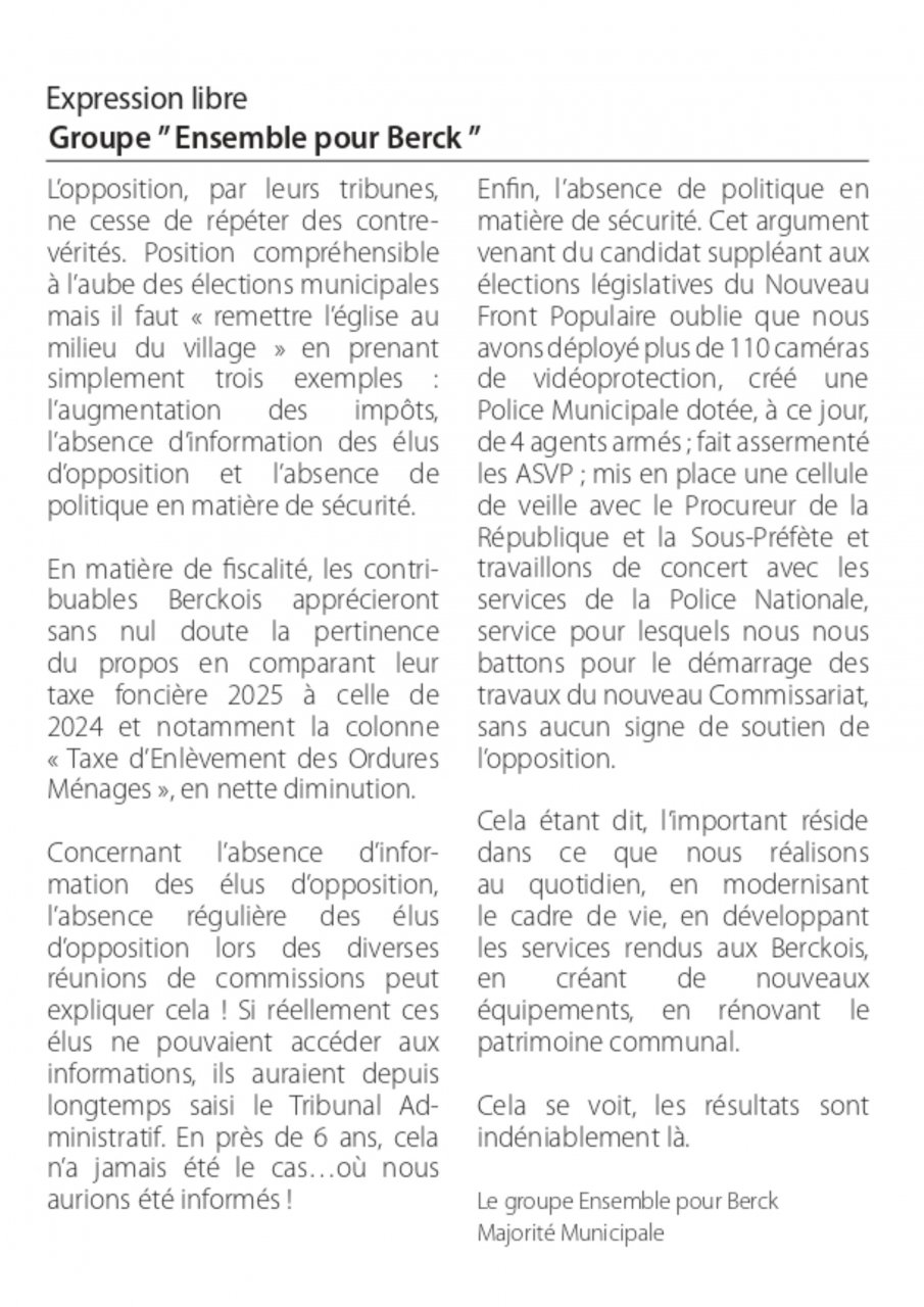 Ensemble pour Berck - sept 2025