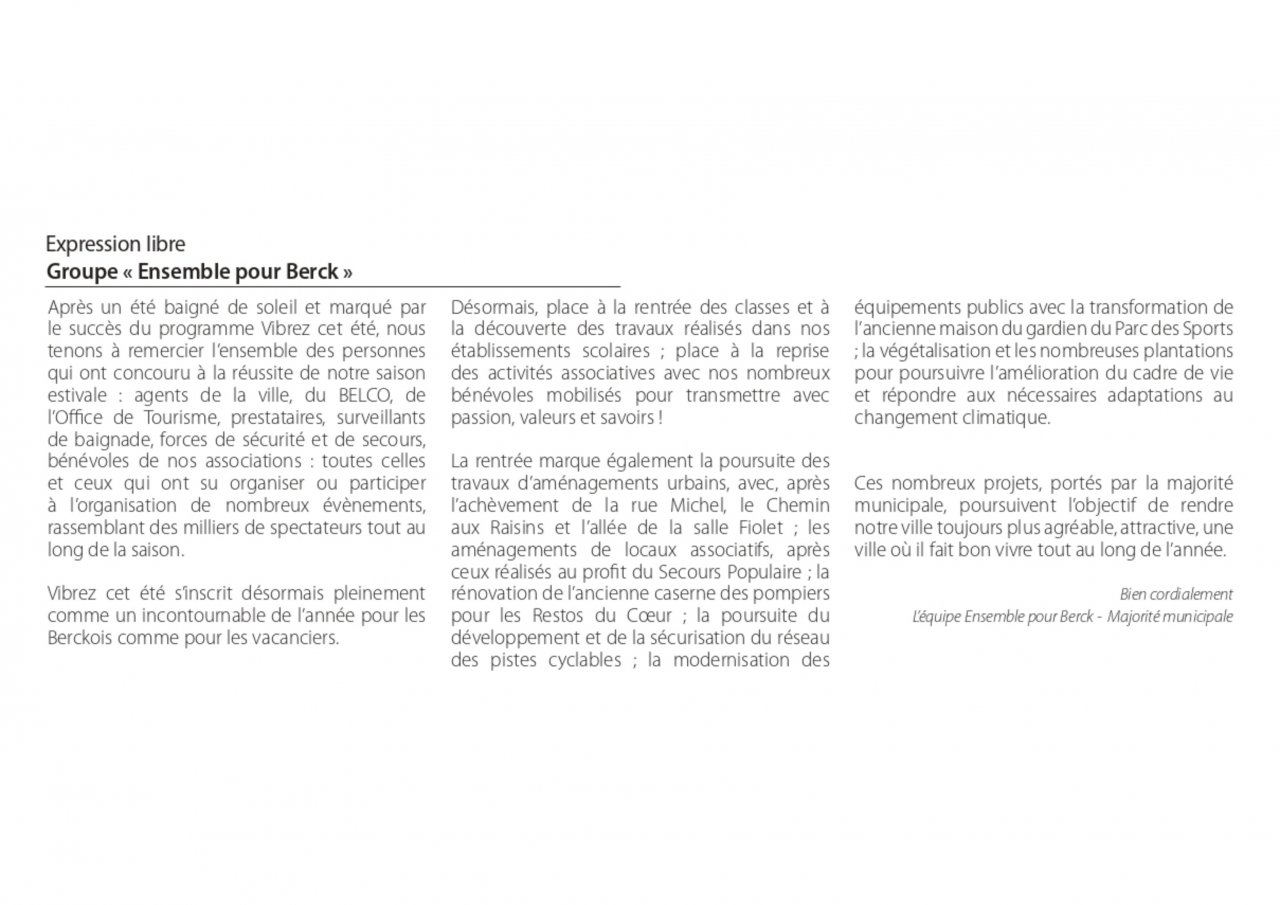 Ensemble pour Berck - Sept 2026