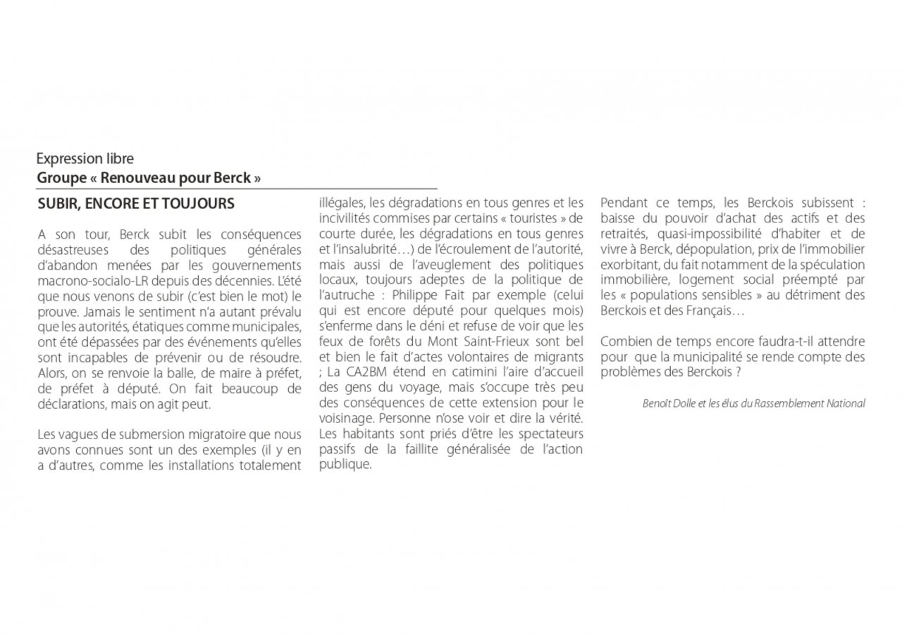 Renouveau pour Berck - sept 2026