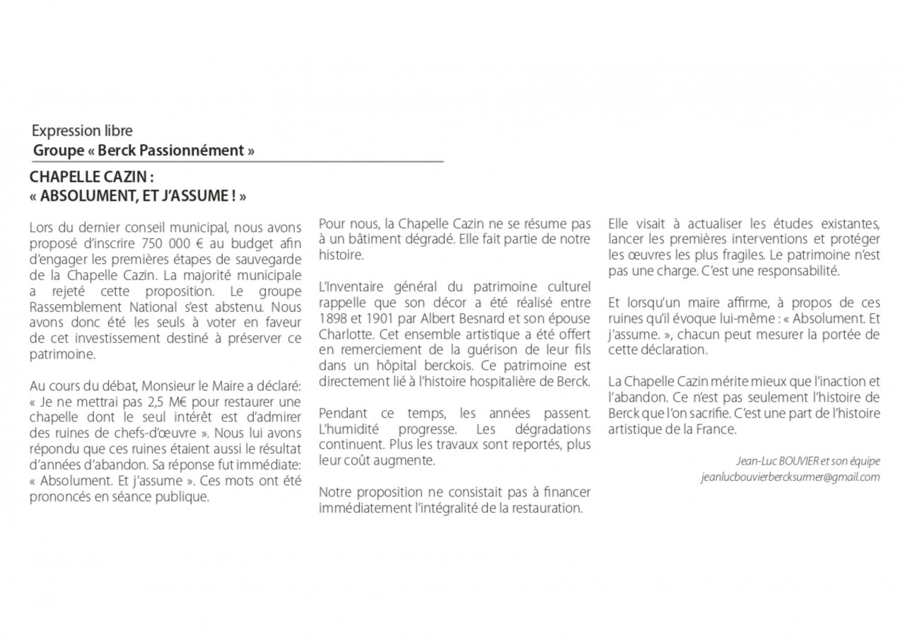 Tribunes MAG juin 2026 - Berck passionn&eacute;ment